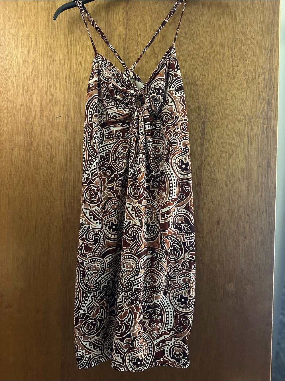 Brown Paisley Tie-Front Sundress - Women